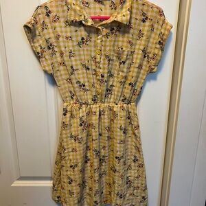 Monteau Yellow Floral Gingham Dress